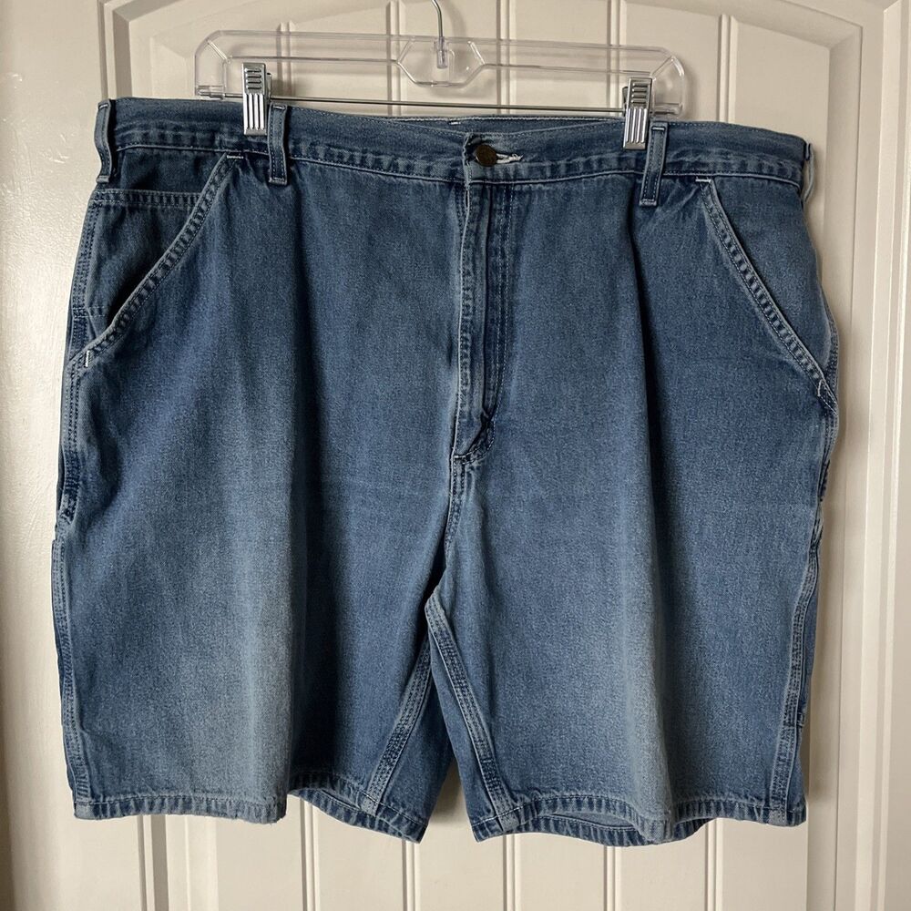 Carhartt Men's Blue Denim Loose OG Fit Carpenter Jean Shorts Size 42 Distressed